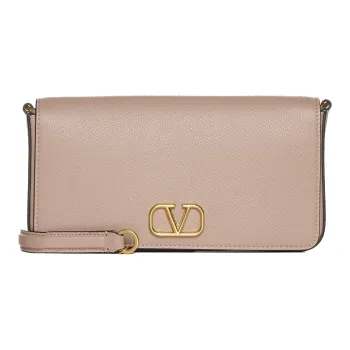Valentino Vlogo Calfskin Shoulder Bag, Crossbody Bag, Wallet Women's Fuchsia