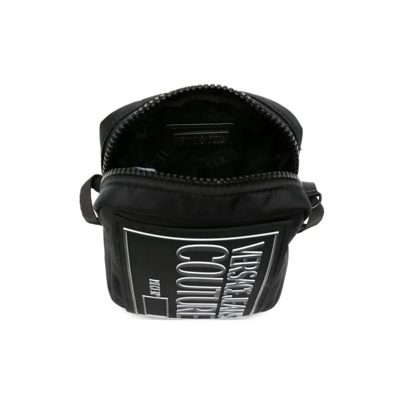 VERSACE JEANS COUTURE Polyamide Shoulder Bag, Crossbody Bag Men's Black & White-2