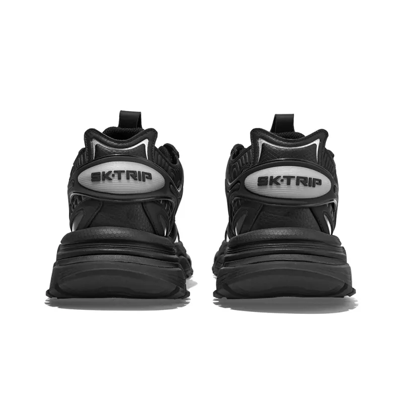 SK.TRIP Crossbow Series Chunky Sneakers Unisex Low Top Jet Black-4