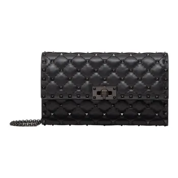 Valentino ROCKSTUD SPIKE Soft Nappa Lambskin Shoulder Bag, Crossbody Bag Women's Black