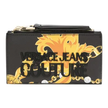 VERSACE JEANS COUTURE Polyurethane Resin Wallet Women's Black & Yellow