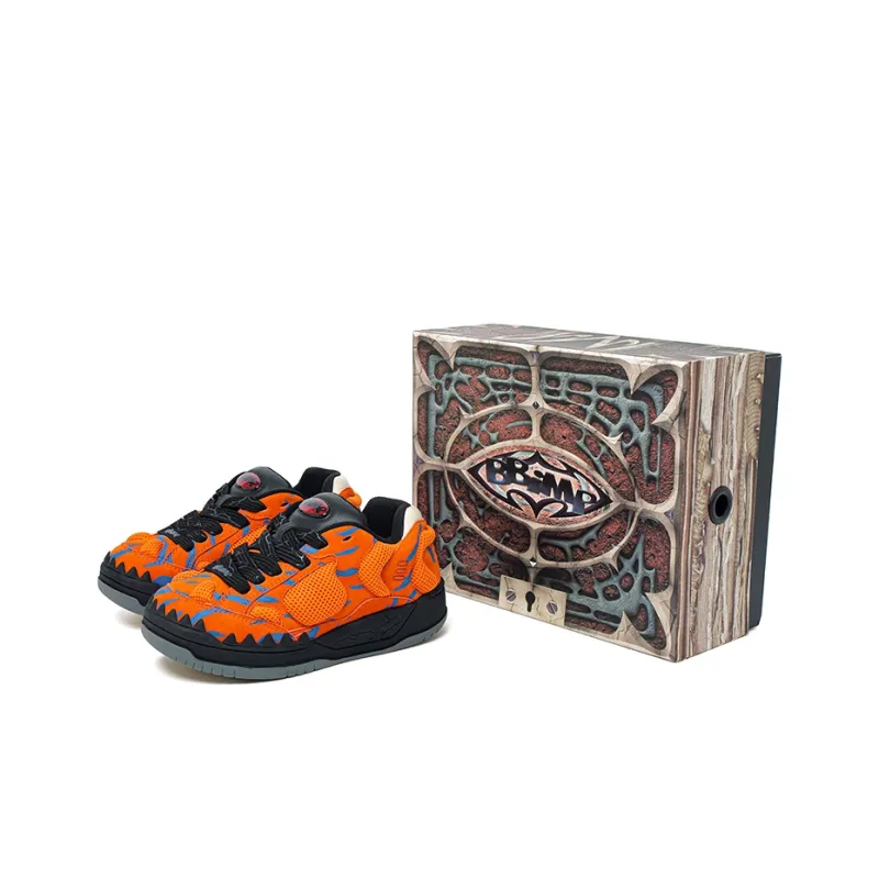BBIMP Halloween Dinosaur Shoes Warm Coverage Low Top Skateboard Shoes Unisex Orange-4