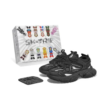 SK.TRIP Crossbow Series Chunky Sneakers Unisex Low Top Jet Black