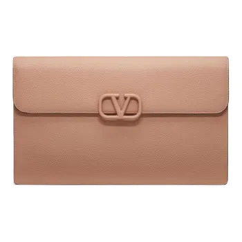 Valentino VSLING Calfskin Clutch Tubas Women's Umber