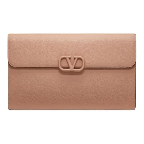 Valentino VSLING Calfskin Clutch Tubas Women's Umber