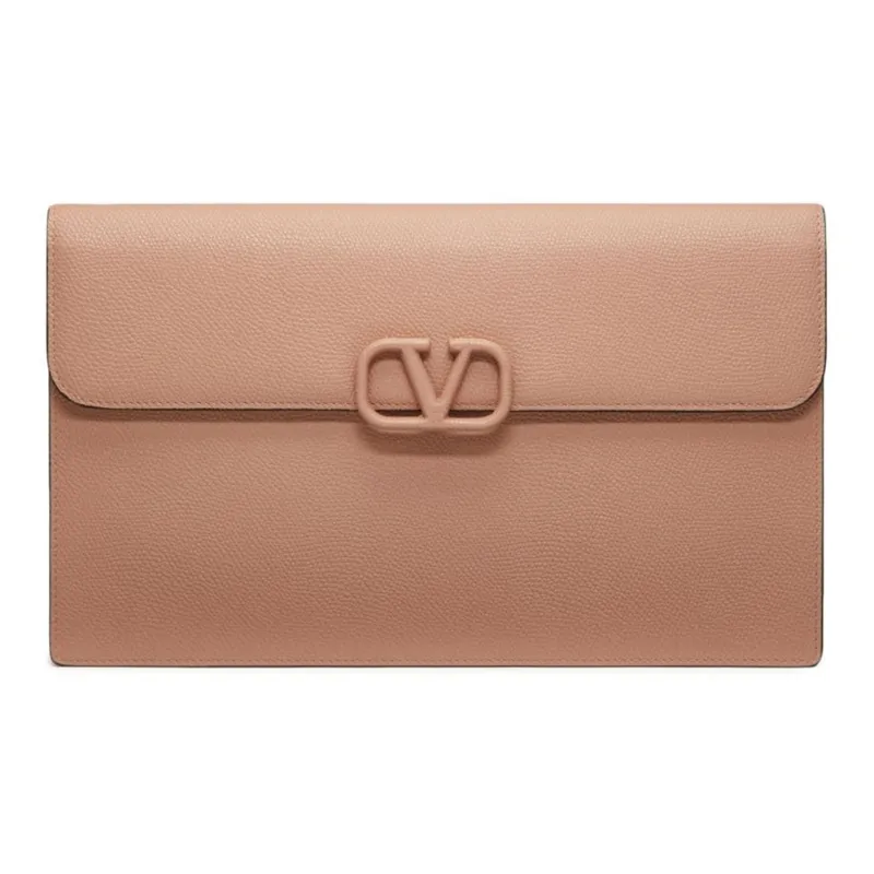 Valentino VSLING Calfskin Clutch Tubas Women's Umber-0