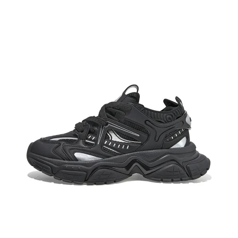 SK.TRIP Crossbow Series Chunky Sneakers Unisex Low Top Jet Black-1