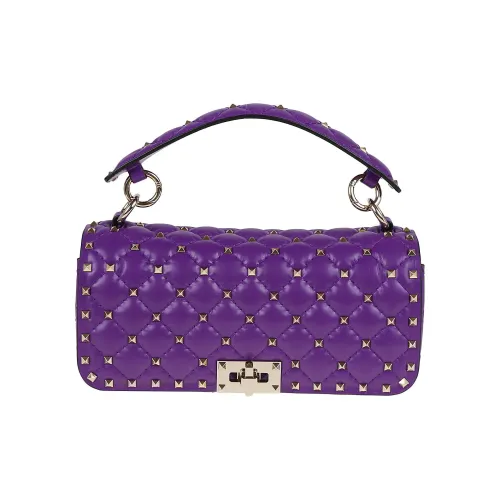 Valentino ROCKSTUD SPIKE Cow Leather Crossbody Handheld Handbag Shoulder Bag Women's Violet