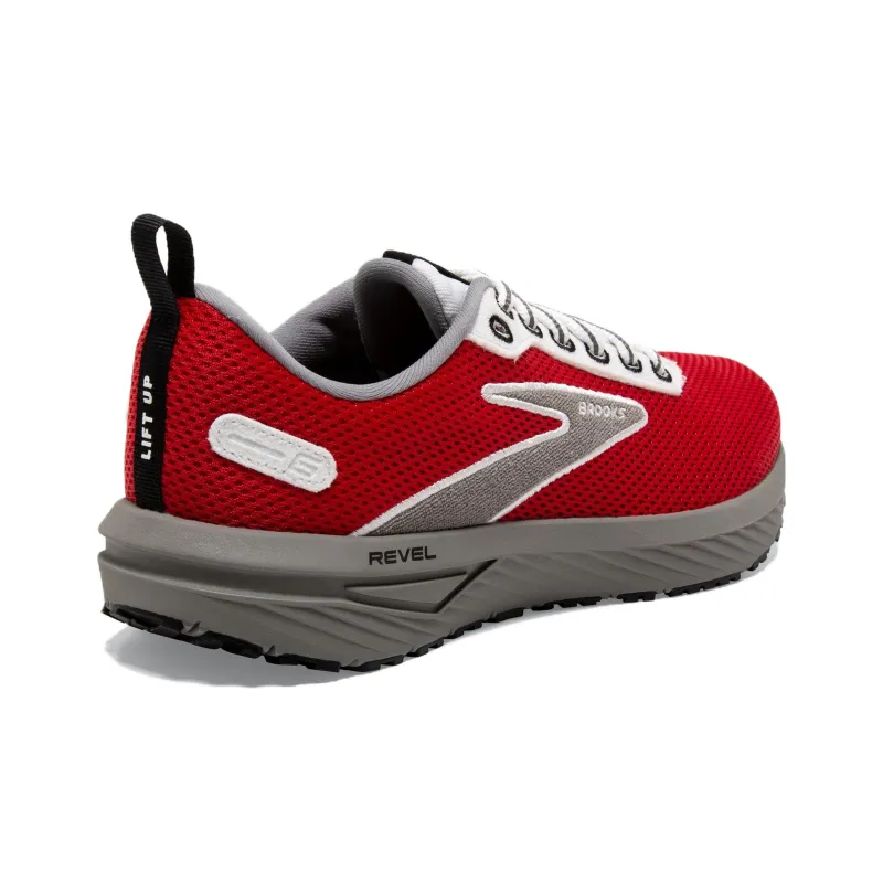 Brooks Revel 6 Cushioned Slip-Resistant Low-Top Running Shoes Men's Red Gray-3