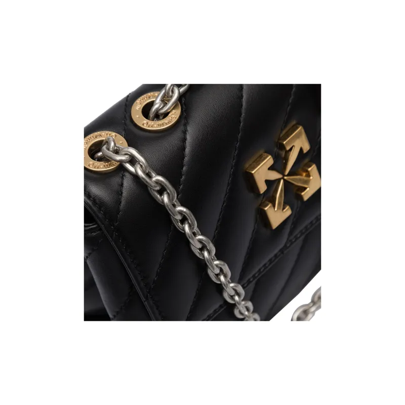 OFF WHITE Leather Messenger Bag, Crossbody Bag, Shoulder Bag Women's Black-4