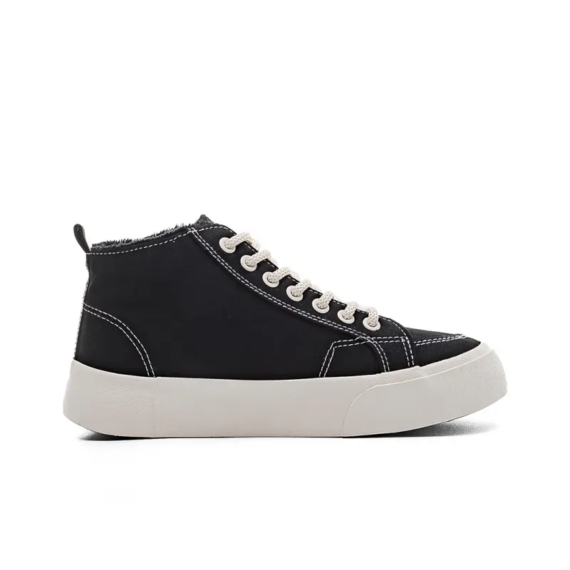 RENBEN Anti Slip And Wear Resistant Warm High Top Canvas Shoes Women's Black-1