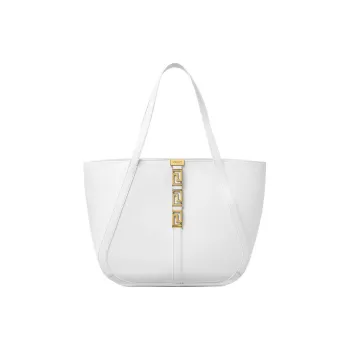 VERSACE Greca Goddess Cow Leather Tote Bag Shopping Bag Handbag Large Size Women's White