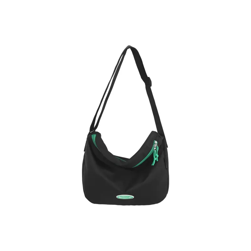 Deli Bear Nylon Crossbody Bag Large Size Unisex Black & Green/Pure Black/Red/Ecru-13