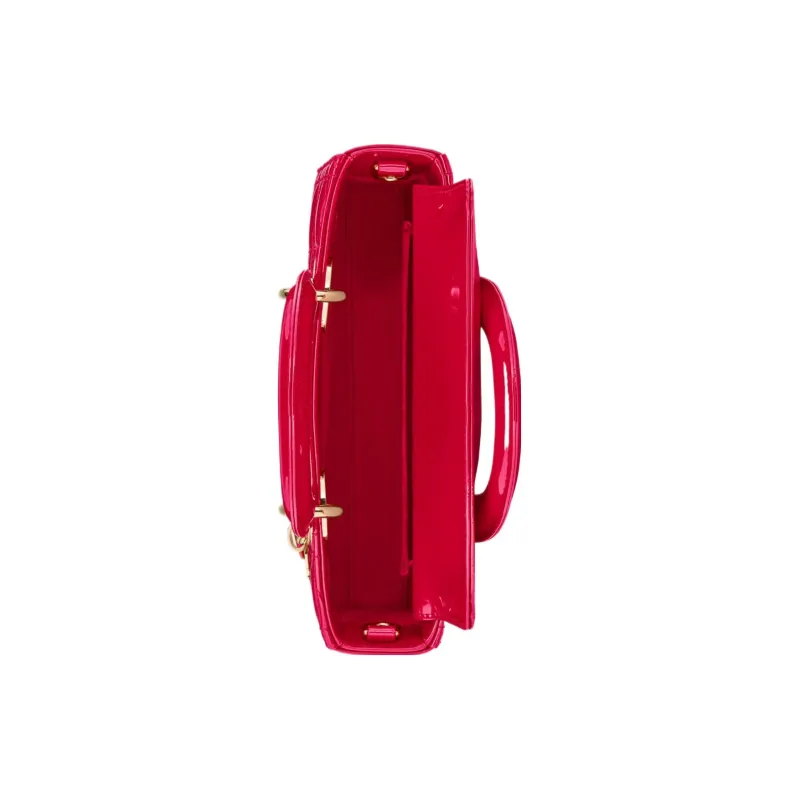 DIOR Lady D-JOY Patent Leather Cowhide Dior Bag Shoulder Bag Crossbody Bag Handbag Small Size Women's Red-5