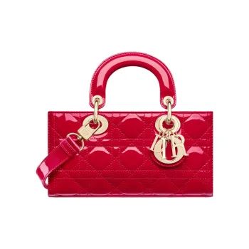 DIOR Lady D-JOY Patent Leather Cowhide Dior Bag Shoulder Bag Crossbody Bag Handbag Small Size Women's Red
