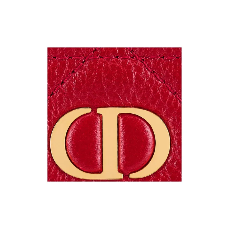 DIOR Caro Calfskin Wallet Mini Women's Red-5
