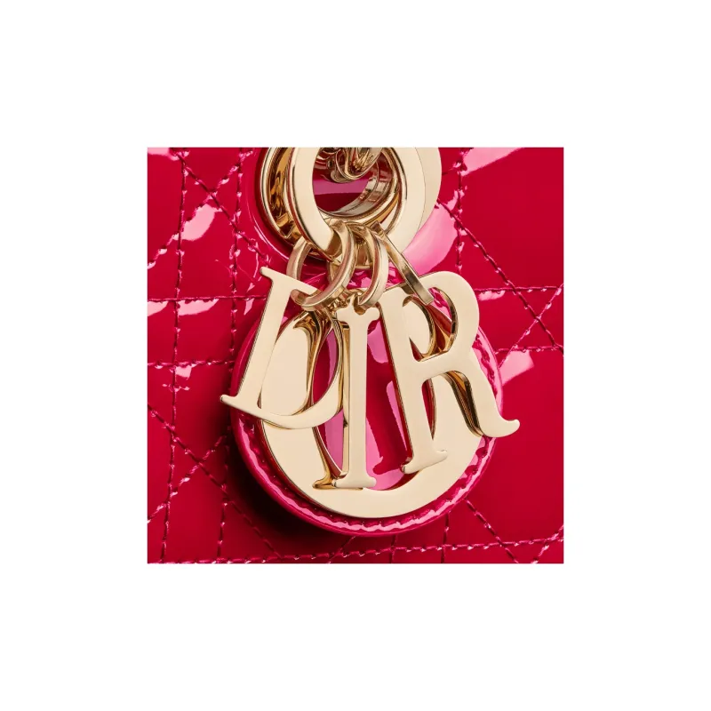 DIOR Lady D-JOY Patent Leather Cowhide Dior Bag Shoulder Bag Crossbody Bag Handbag Small Size Women's Red-6