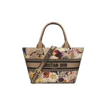 DIOR Butterfly Embroidery Tote Bag Shopping Bag Shoulder Bag Crossbody Bag Handbag Women's Greige/Multicolor