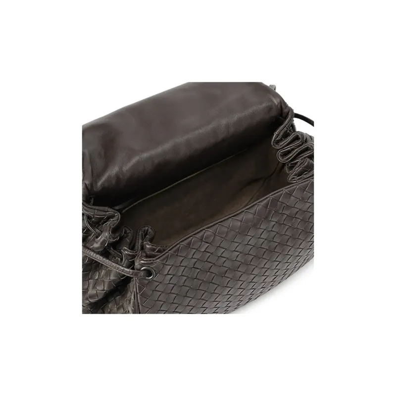 Bottega Veneta Lambskin Shoulder Bag Women's Dark Brown-2