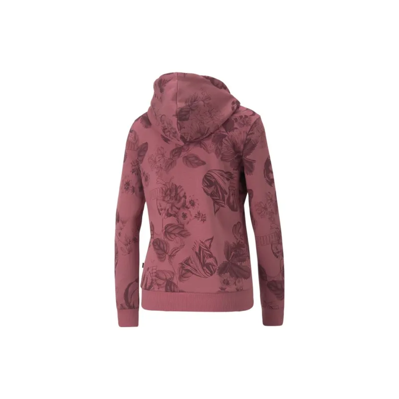 PUMA Essentials+ FROZEN FLOWER AOP Hoodie Sweatshirt Women's Coffee-1
