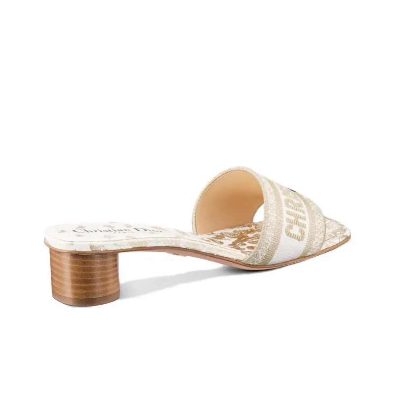 DIOR Dway Slide Slippers Women's White Gold-4
