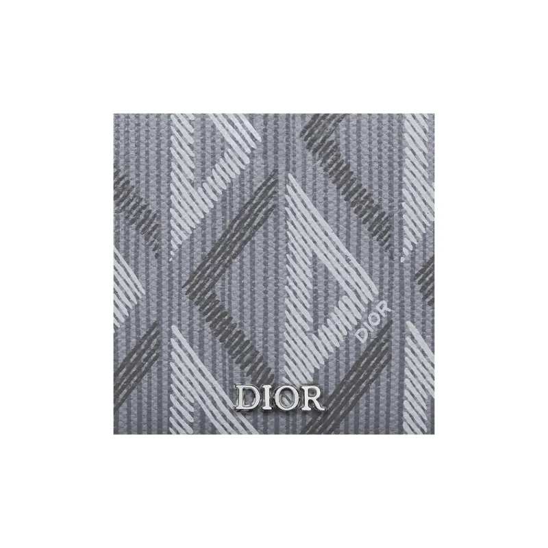 DIOR Diamond Canvas Card Holder Men's Dio Gray-4