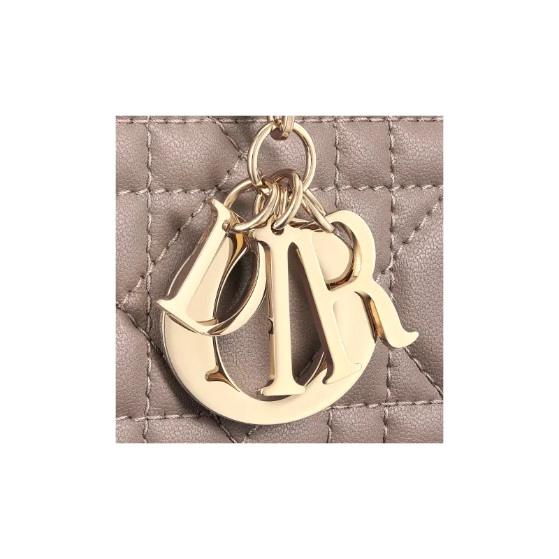 DIOR Lady Dior Lambskin Card Holders Clutches Wallets Women's Taupe-3