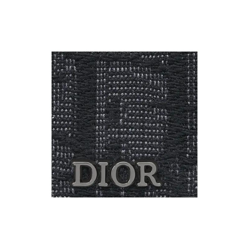 DIOR Oblique Jacquard Fabric Coin Purse Regular Men's Black-4