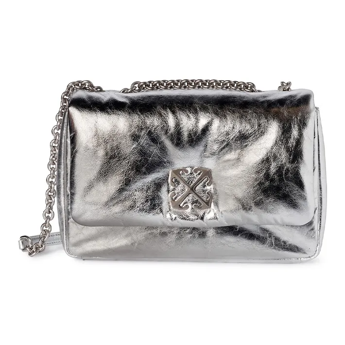 OFF WHITE Calfskin Shoulder Bag, Crossbody Bag, Handbag Women's Silver-0