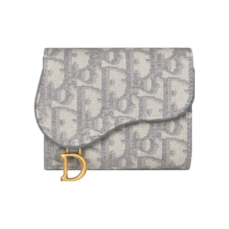 DIOR Saddle Oblique Jacquard Fabric Wallet Regular Women's Dio Gray-0