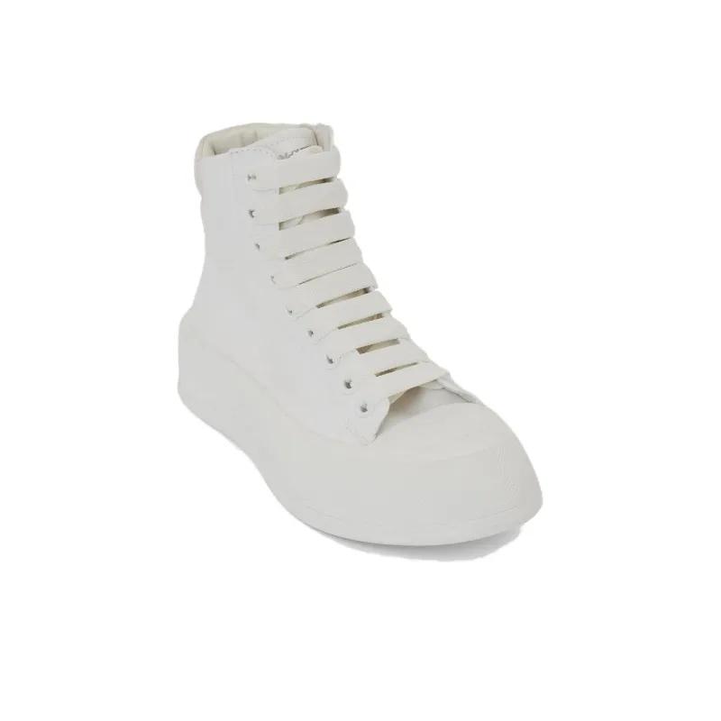 Alexander McQueen Deck Plimsoll High Top Sneaker Optical White Women's-3
