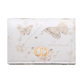 DIOR Caro Cow Leather Wallet Extra Small Women's White