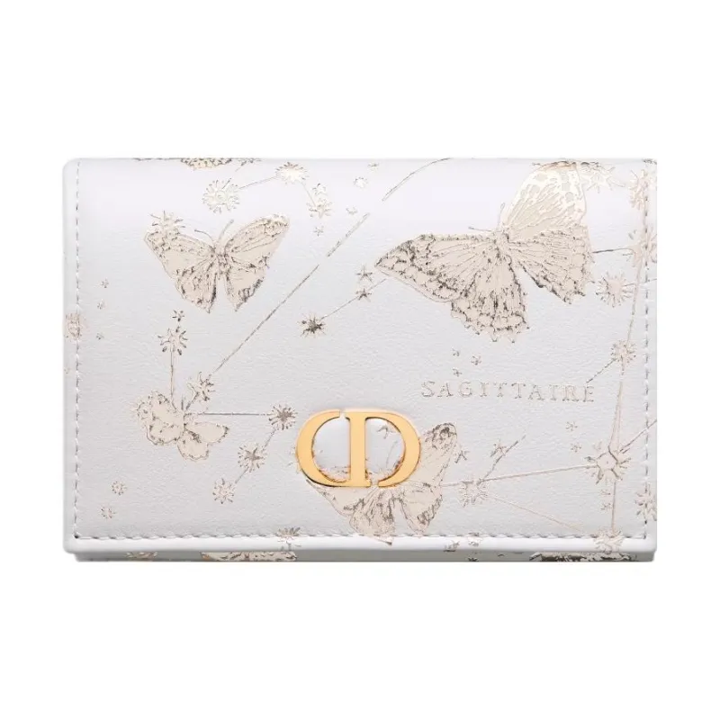 DIOR Caro Cow Leather Wallet Extra Small Women's White-0