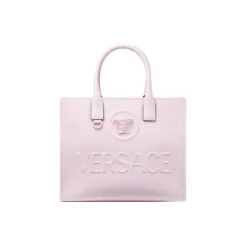 VERSACE La Medusa Cotton With Calfskin Tote Bag Shopping Bag Shoulder Bag Crossbody Bag Handbag Women's Pink