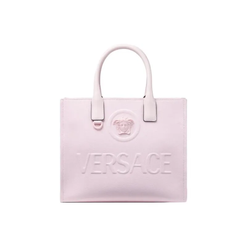 VERSACE La Medusa Cotton With Calfskin Tote Bag Shopping Bag Shoulder Bag Crossbody Bag Handbag Women's Pink-0