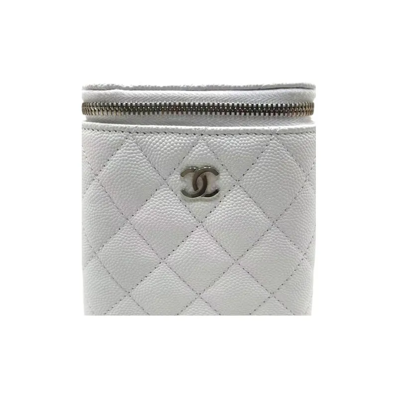 CHANEL Textured Calfskin Lipstick Bag Handbag Shoulder Bag Crossbody Bag Women's White-1