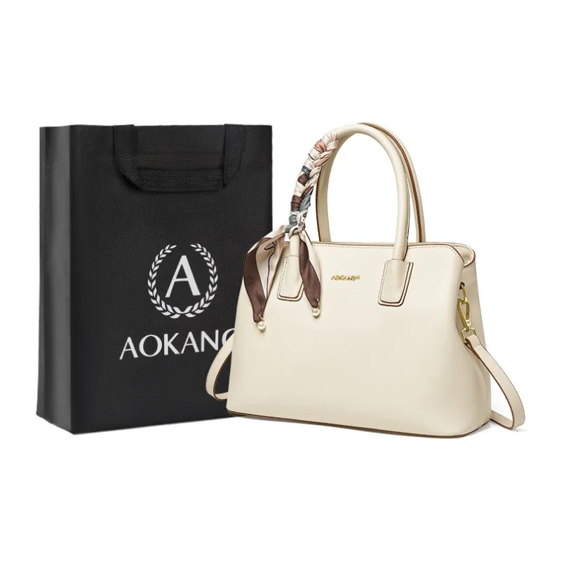 AOKANG Cow Leather Mom Bag, Wedding Bag, Tote Bag, Shopping Bag, Handbag Women's Red/Black/White-9