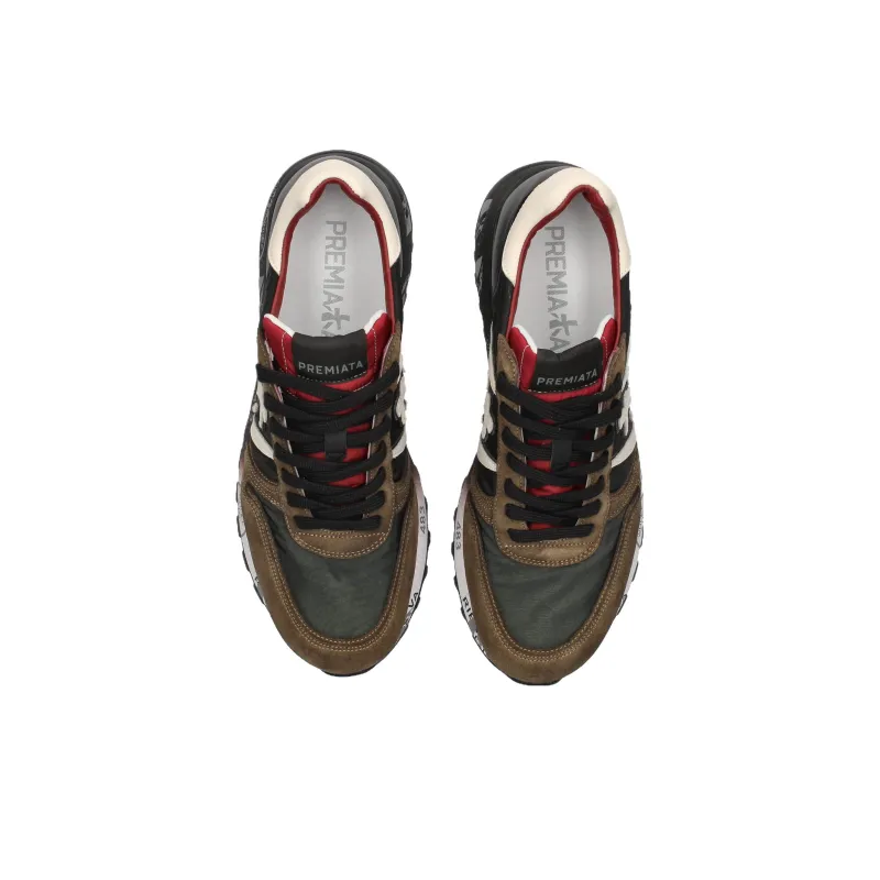 PREMIATA Lander Low Top Casual Shoes Men's Black Green-4
