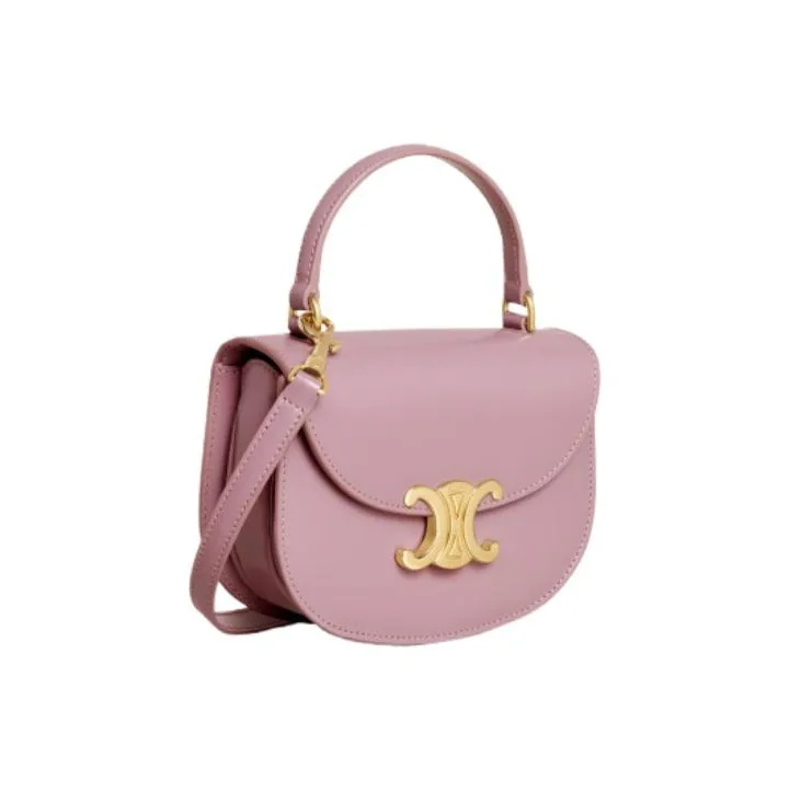 CELINE BesaceClea Triomphe Cow Leather Shoulder Bag, Crossbody Bag, Handbag Mini Women's Petal Color-1