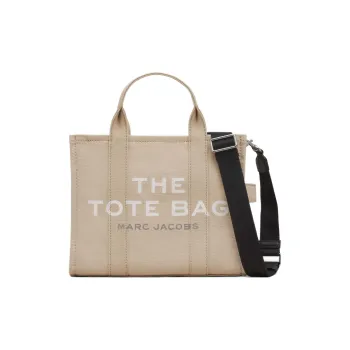 MARC JACOBS Traveler Cotton Tote Bag, Shopping Bag, Handbag, Shoulder Bag, Crossbody Bag Small Size Unisex Ecru