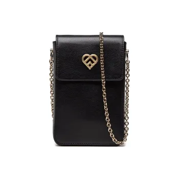Furla Leather Cell Phone Pouch Shoulder Bag Crossbody Bag Women's Black