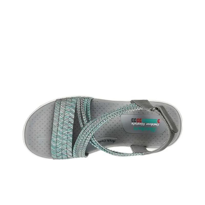 Skechers Reggae Cup Beach Sandals Women's Gray Green-2