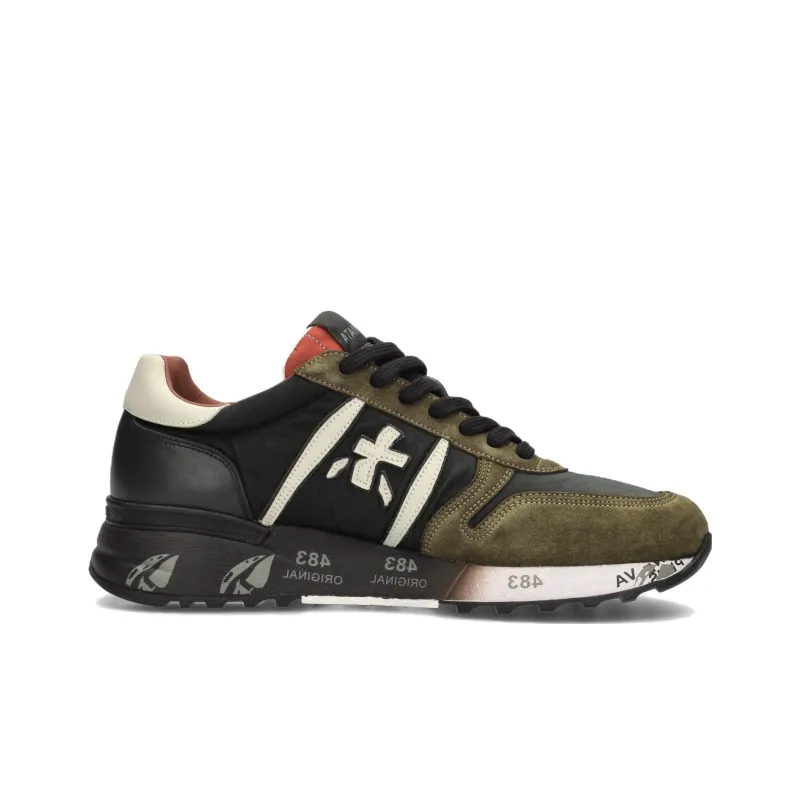 PREMIATA Lander Low Top Casual Shoes Men's Black Green-1