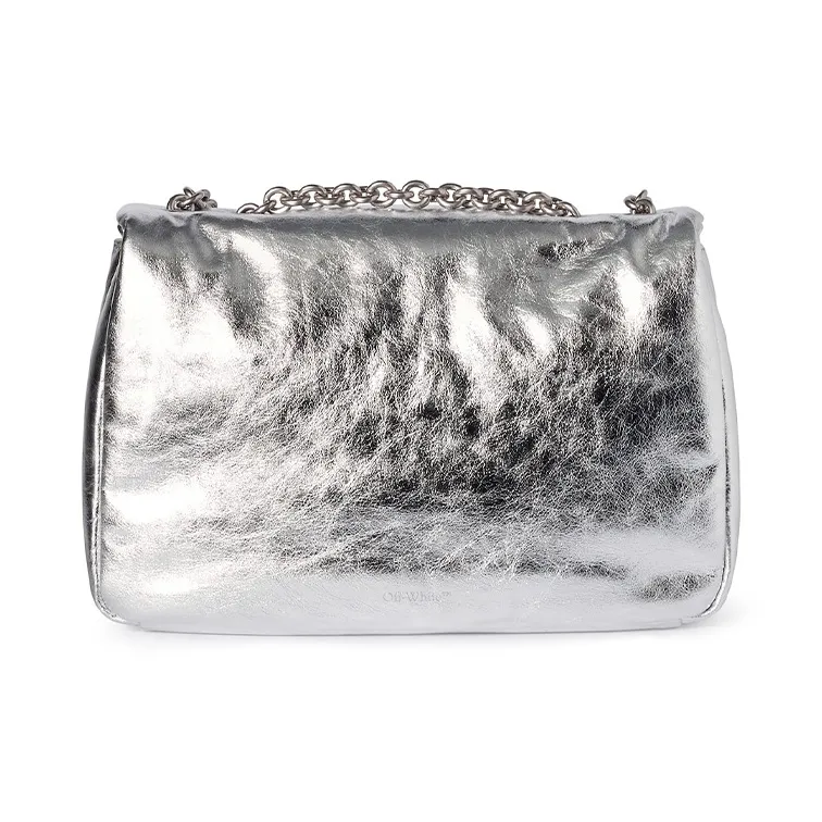 OFF WHITE Calfskin Shoulder Bag, Crossbody Bag, Handbag Women's Silver-3