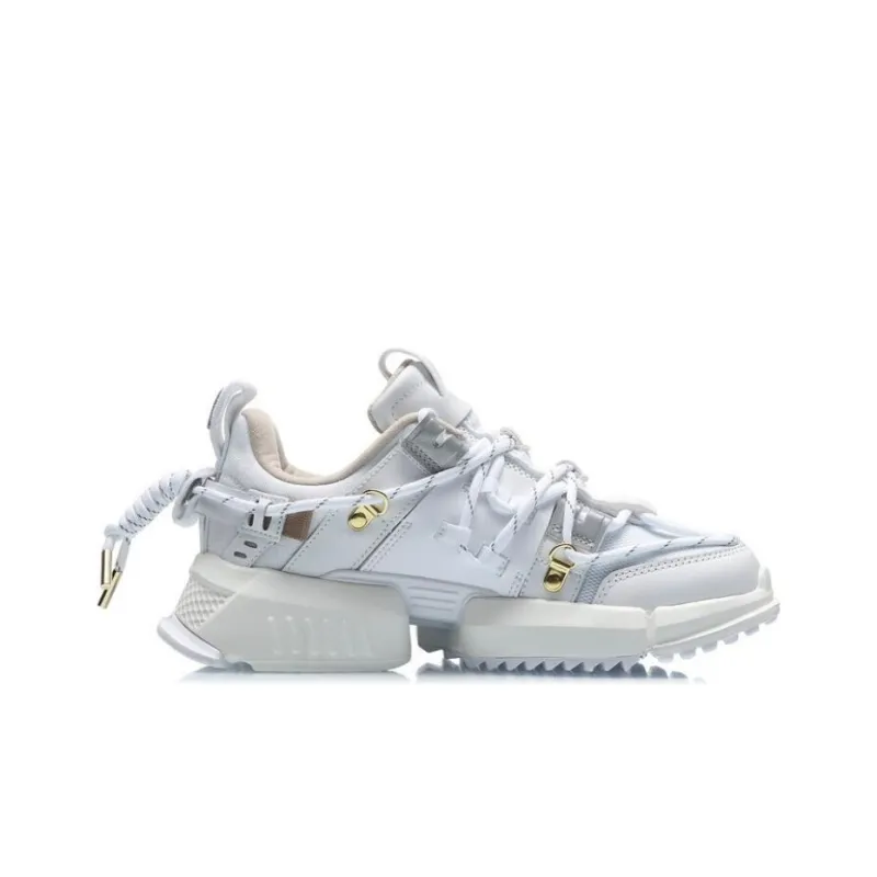 LiNing Pan Gu Anti Slip And Wear Resistant Support Low Top Sports Casual Shoes Women's White Gold-1