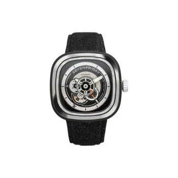 SEVENFRIDAY Automatic Mechanical Movement Unisex Watch 43mm Black Dial Stainless Steel Case Fabric Strap