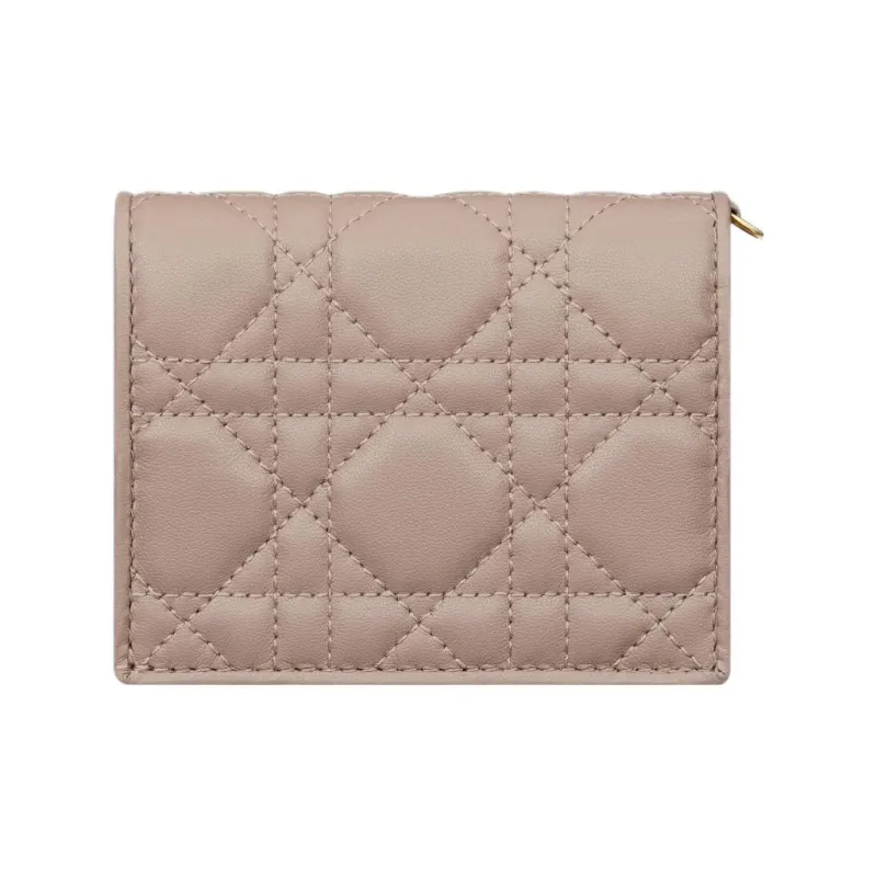 DIOR Lady Dior Lambskin Wallet Mini Women's Taupe-2