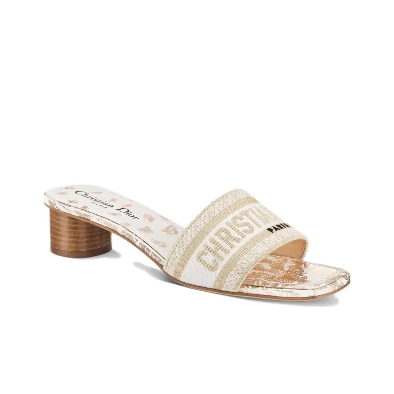 DIOR Dway Slide Slippers Women's White Gold-2