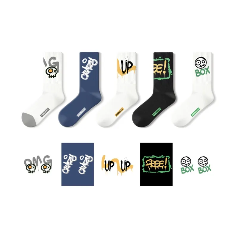 Primeet Mid Calf Socks Unisex 5 Pack-141