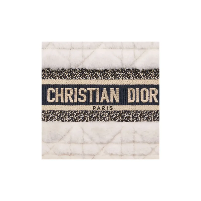 DIOR BookTote Shearling Tote Bag Shopping Bag Handbag Small Size Women's White-4
